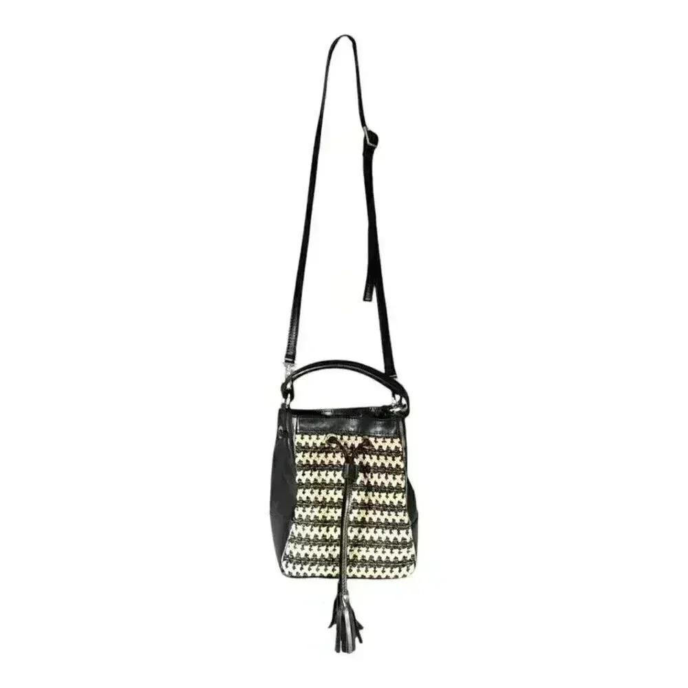 Divina Firenze Bucket Bag - Straw Leather Crossbody - Women's Stylish Handbag